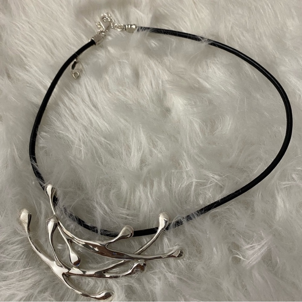 Hagit Gorali modernist splash sterling silver necklace choker jewelry - Picture 2 of 7